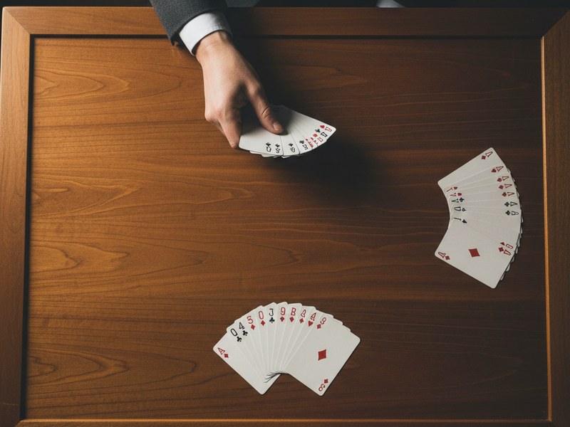 Declarer hand being played with dummy laid out across the table