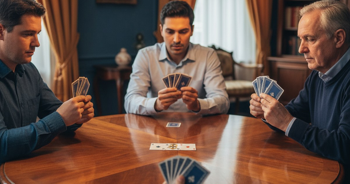 People playing contract bridge: Establish Your Honors